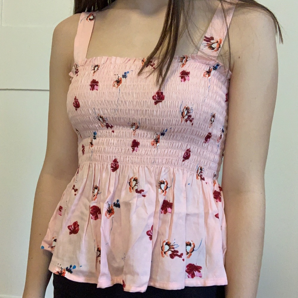 Pink floral tank top